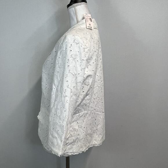 Dressbarn Blazer Jacket size Medium White Linen Eyelet Wedding Summer Church - Picture 7 of 9